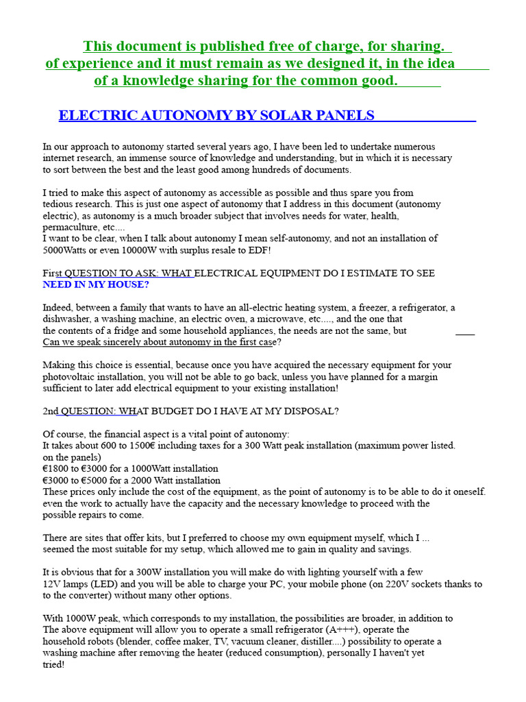 Solar Panel Autonomy Guide | PDF | Solar Panel | Photovoltaics