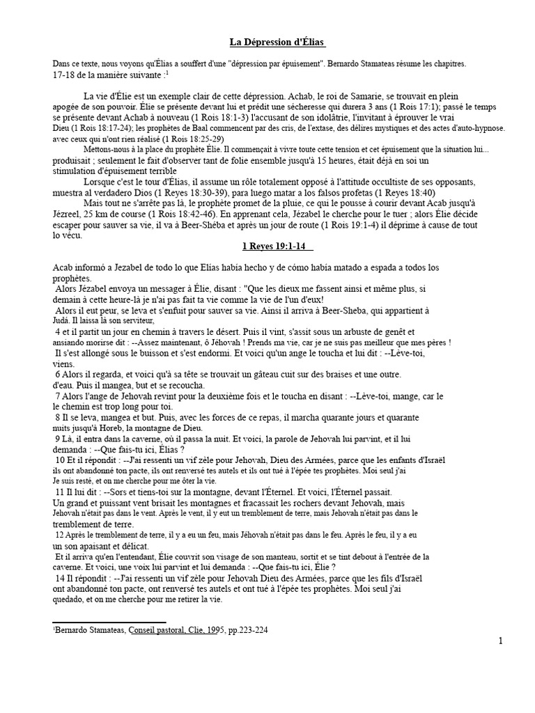 Dépression d'Élie : Causes et Remèdes | PDF | Livres des Rois | Élie