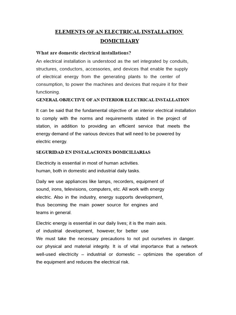 Domestic Electrical Installation Guide | PDF | Electrical Wiring ...