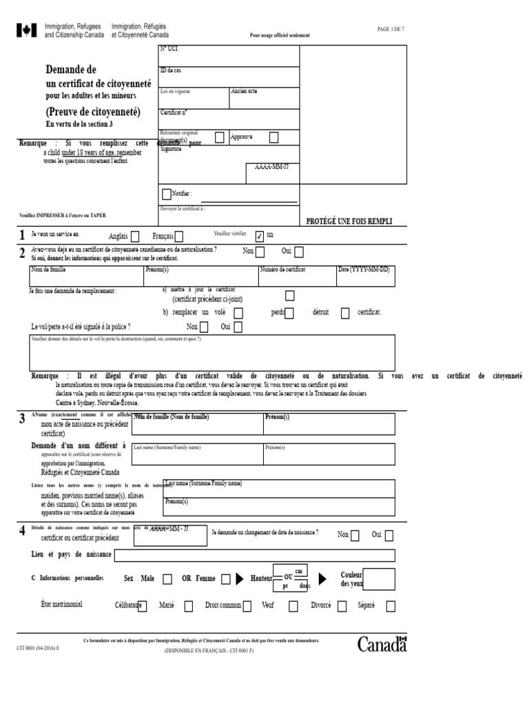 Demande de certificat de citoyenneté | PDF | Gouvernement et identité ...