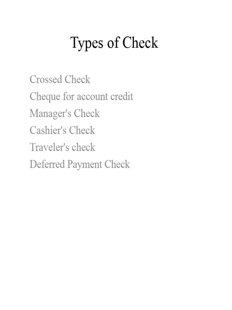 Types of Checks and Financing Options | PDF | Cheque | Factoring (Finance)