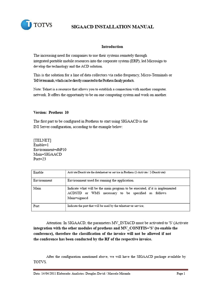 Installation Manual_SIGAACD | PDF | Directory (Computing) | Computer File
