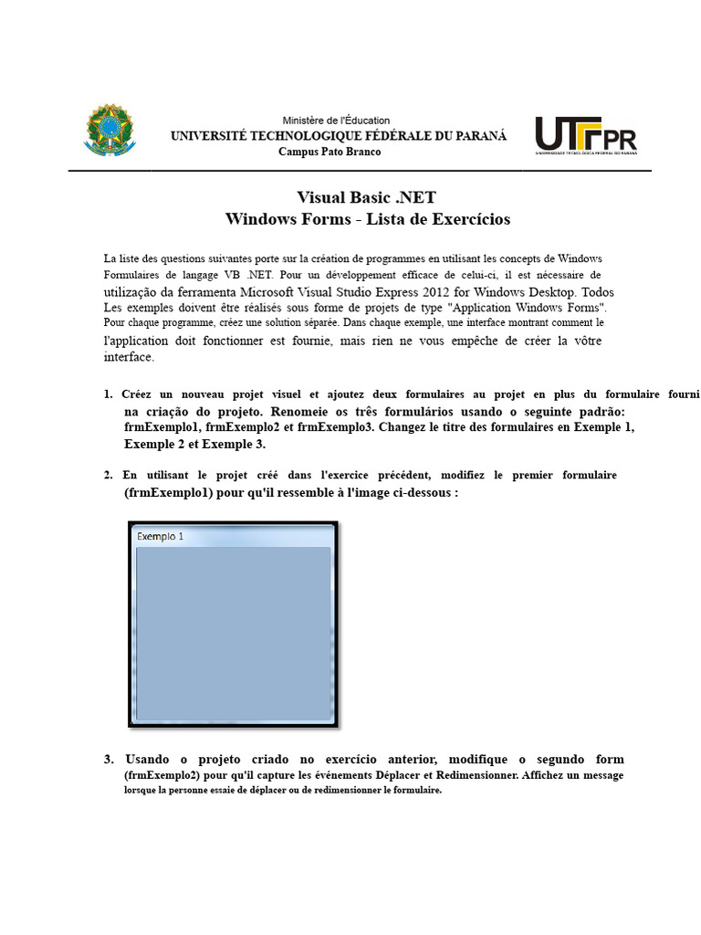 Exercices Visual Basic .NET Windows Forms | PDF | De base | Microsoft ...