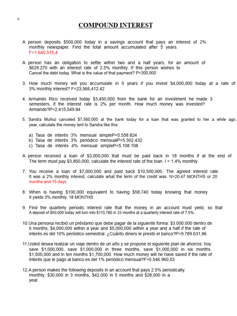 01 Exercises To Solve in Class | PDF | Interest | Compound Interest