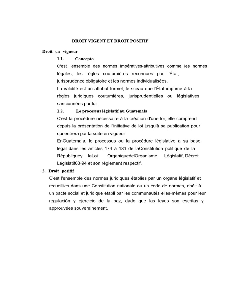 Droit Vigent et Droit Positif au Guatemala | PDF