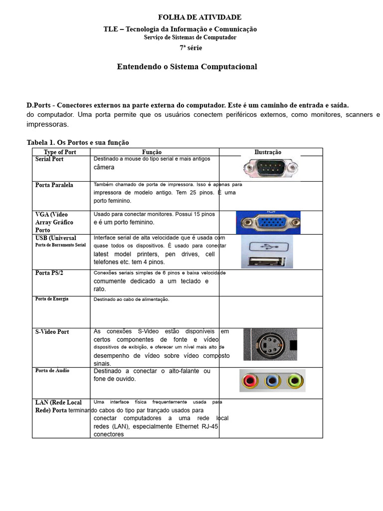 Conectores Externos de Computadores | PDF | USB | Rede de computadores