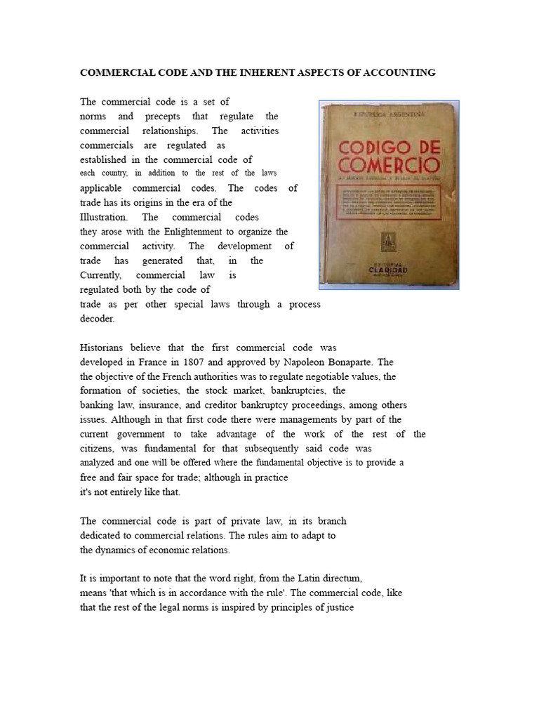 Commercial Code and Accounting Principles | PDF | International ...