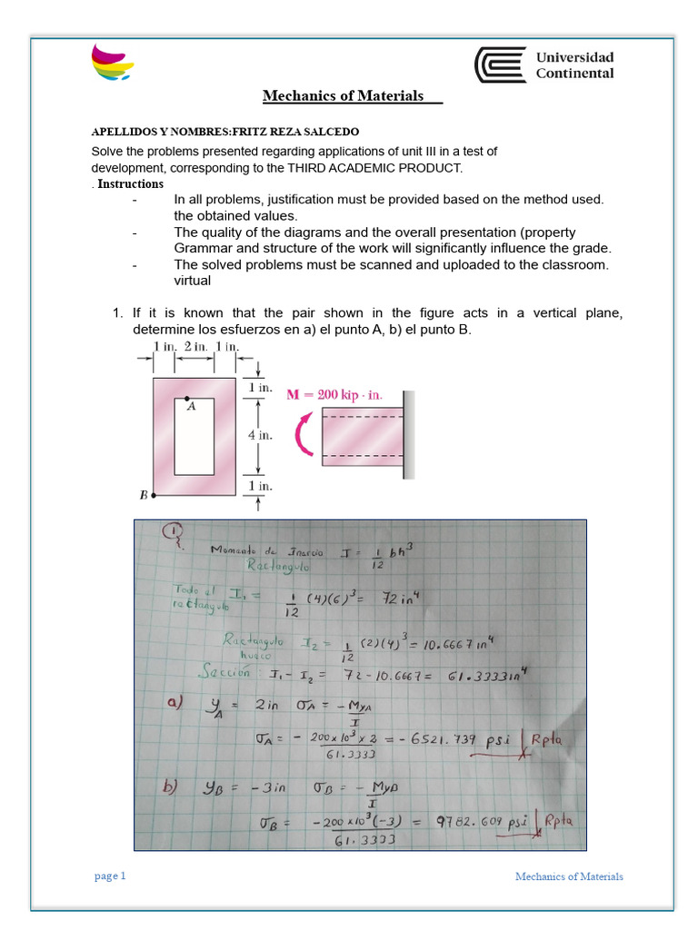 Mechanics of Materials Problem Solutions | PDF