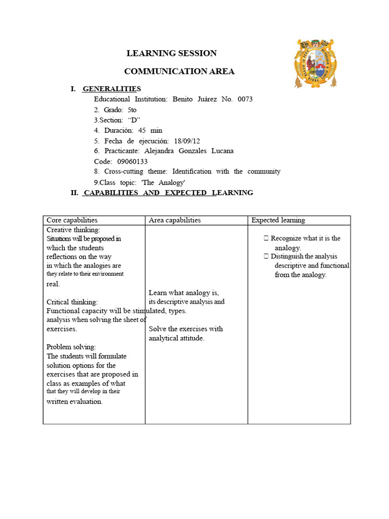 Learning Session The Analogy | PDF | Analogy | Learning