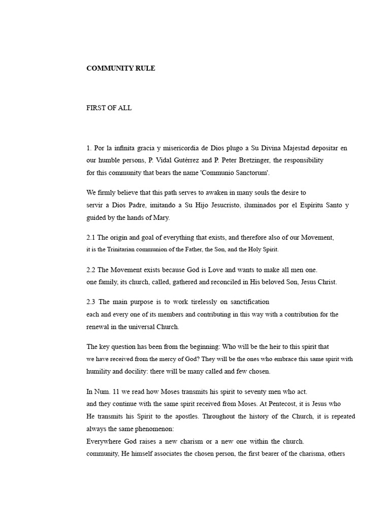 Community Rules for Spiritual Growth | PDF | Intercession | Prayer