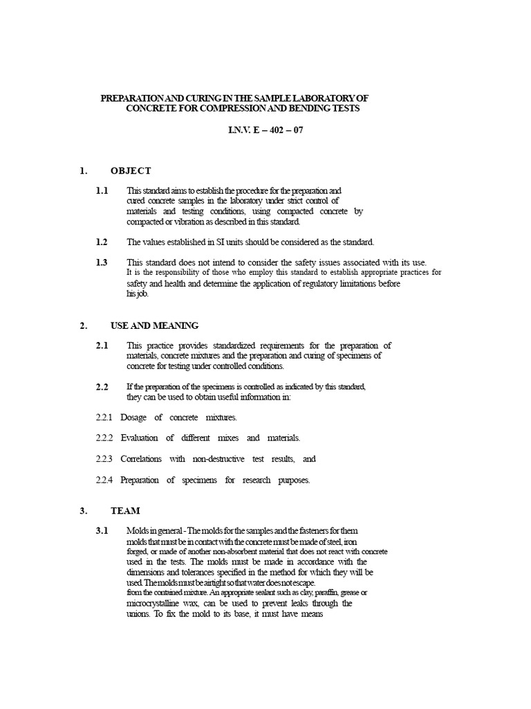 Standard INV E-402-07 | PDF | Concrete | Engineering Tolerance