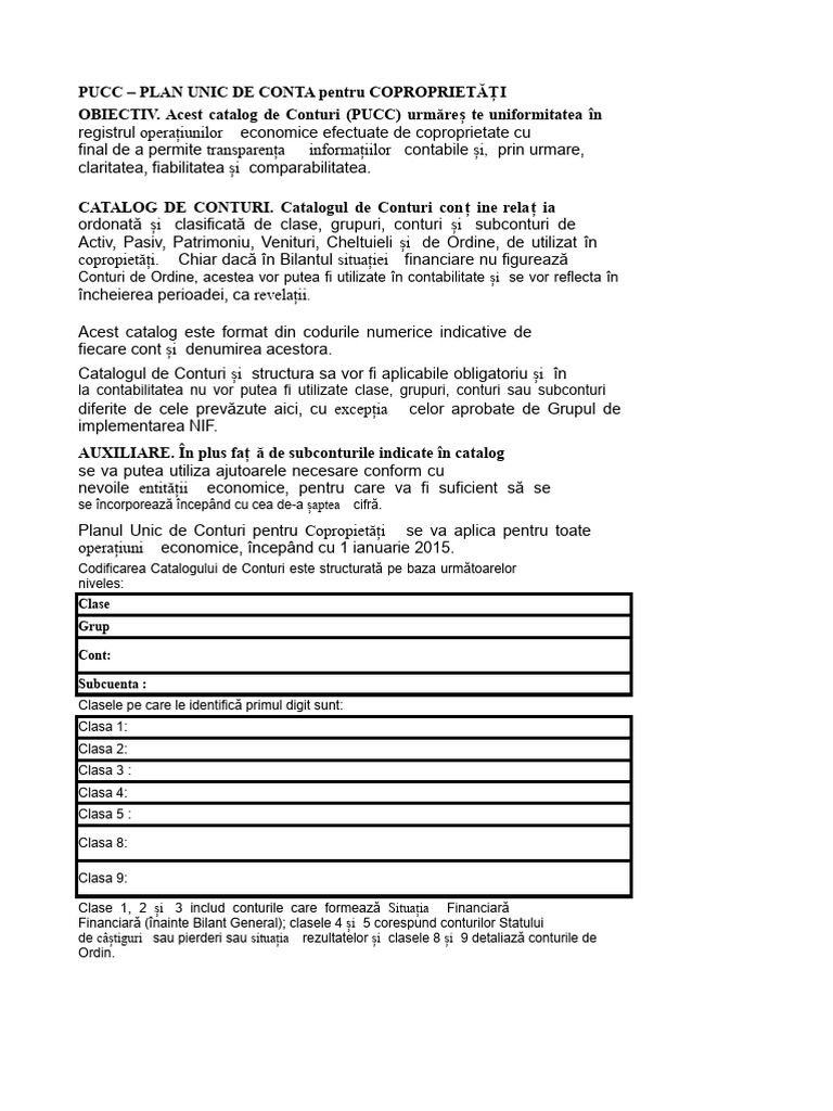 Pucc - Plan Unic de Conturi Pentru Coproprietăți | PDF