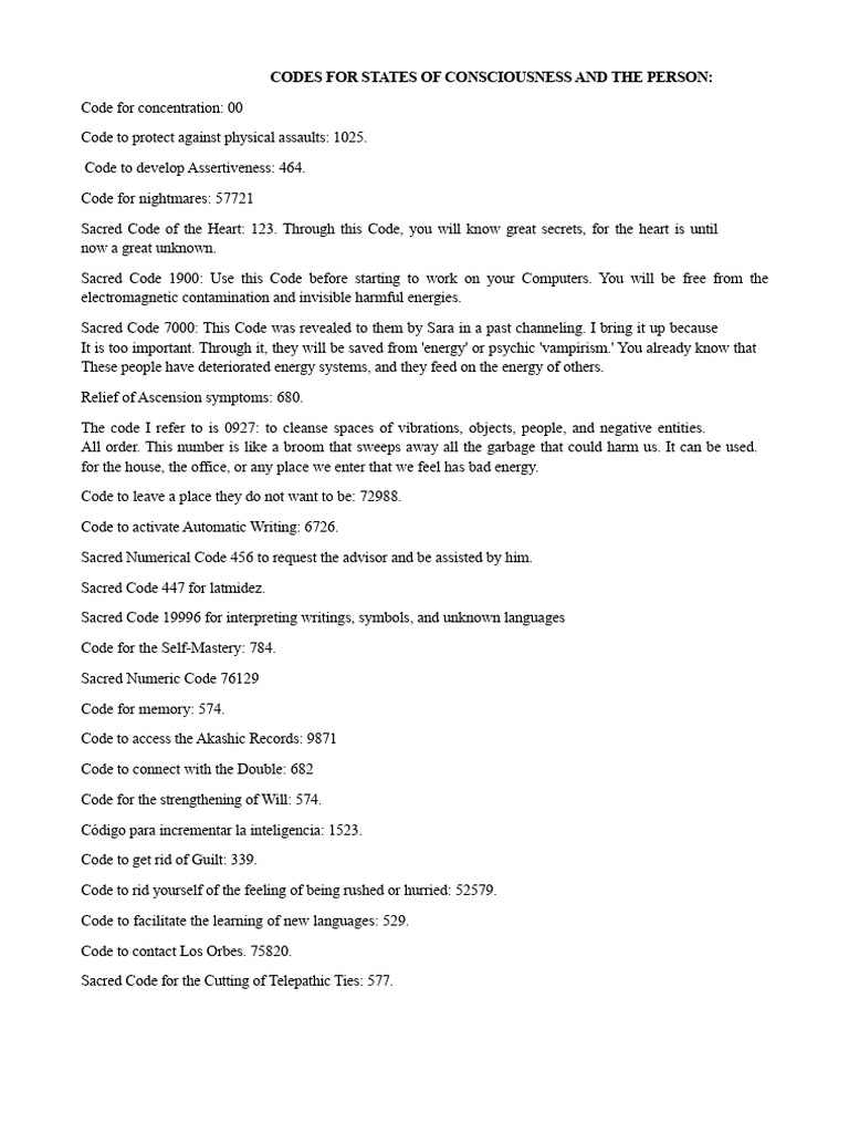 Codes For States of Consciousness and The Person | PDF