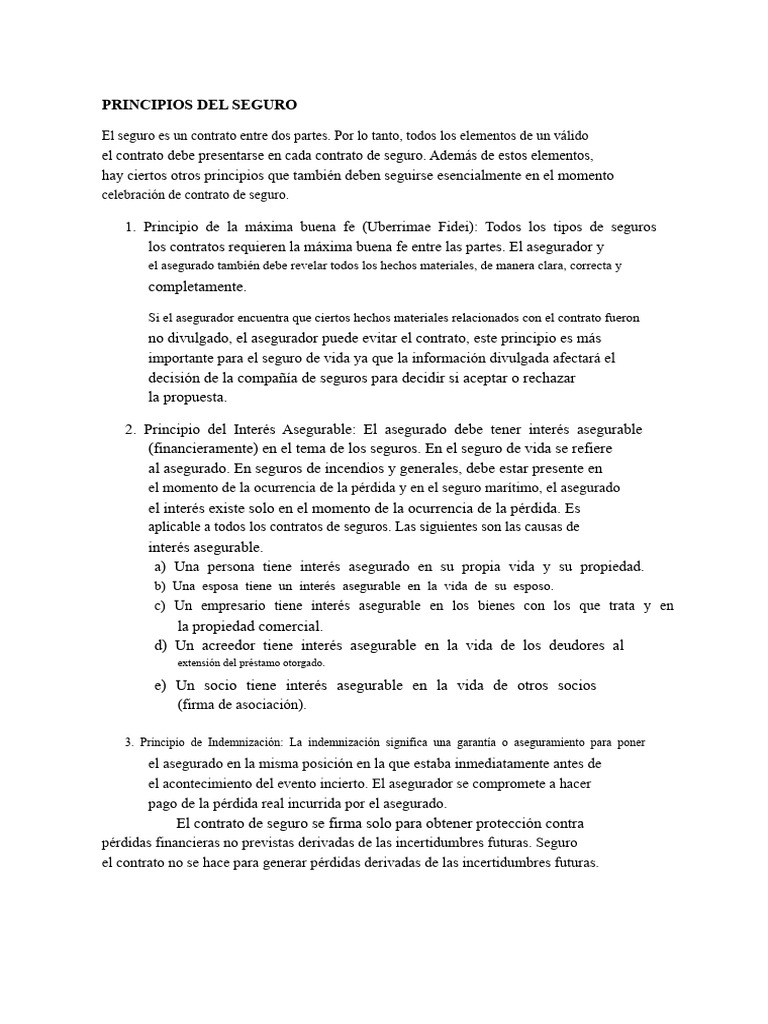Principios Del Seguro | PDF | Seguro | Póliza de seguros