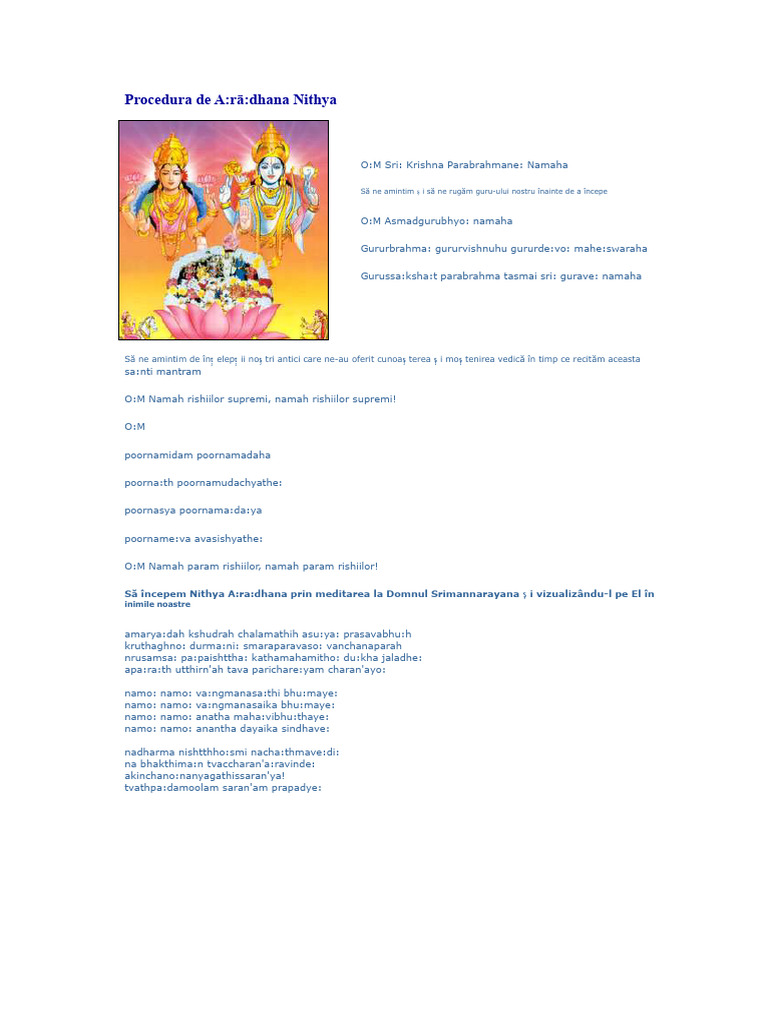 Nithya Aradhana Procedura PDF | PDF