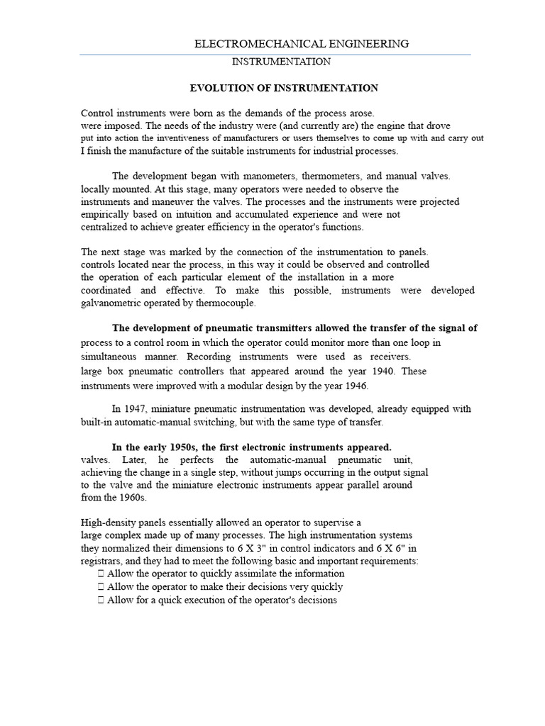 Evolution of Electromechanical Instrumentation | PDF | Instrumentation ...