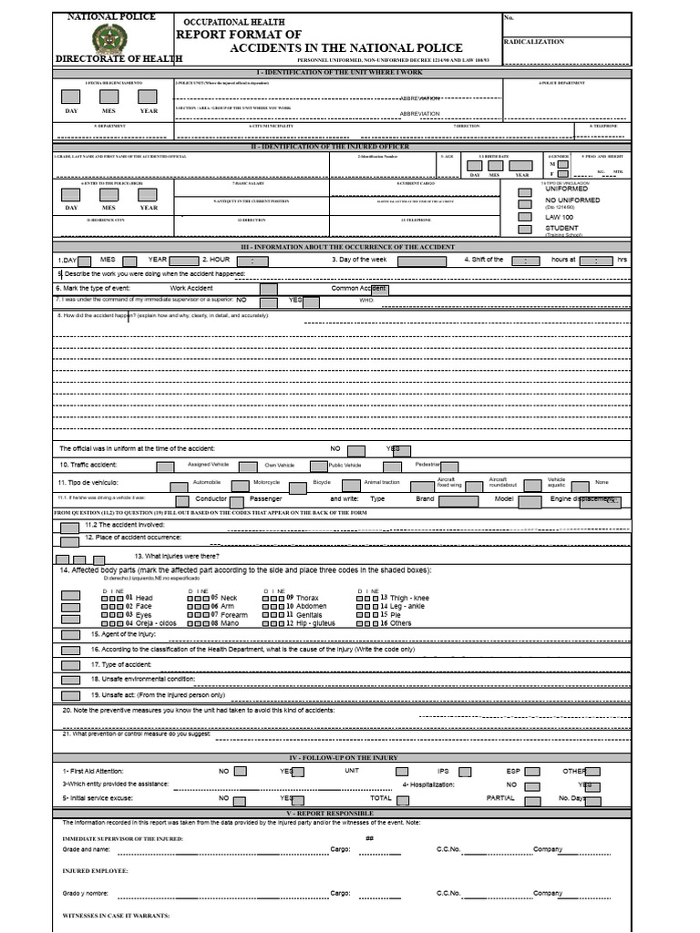 National Police Accident Report Format | PDF | Accidents | Traffic ...