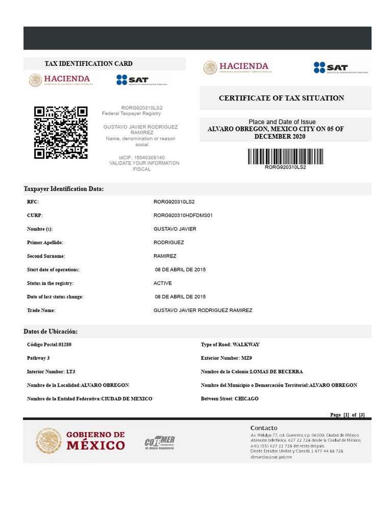 Tax Identification Card Details | PDF | Taxes | Economies
