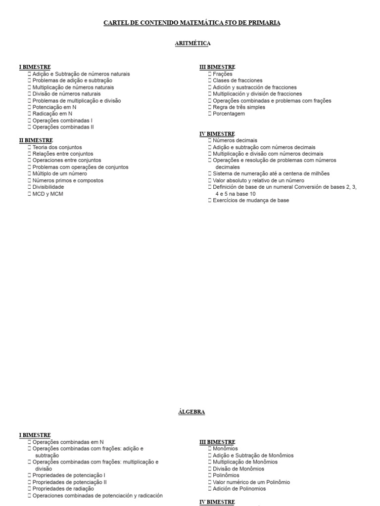 Conteúdo de Matemática 5º Ano | PDF | Círculo | Matemática