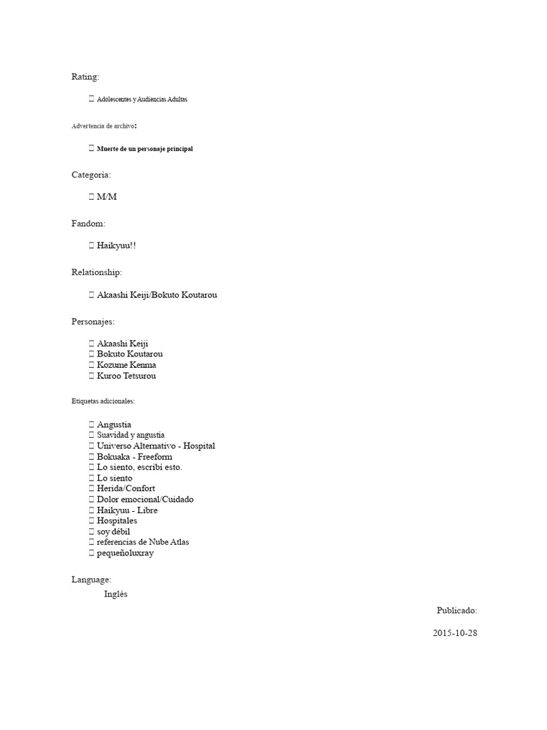 En Otra Vida (BokuAka) FF PDF Pesadilla