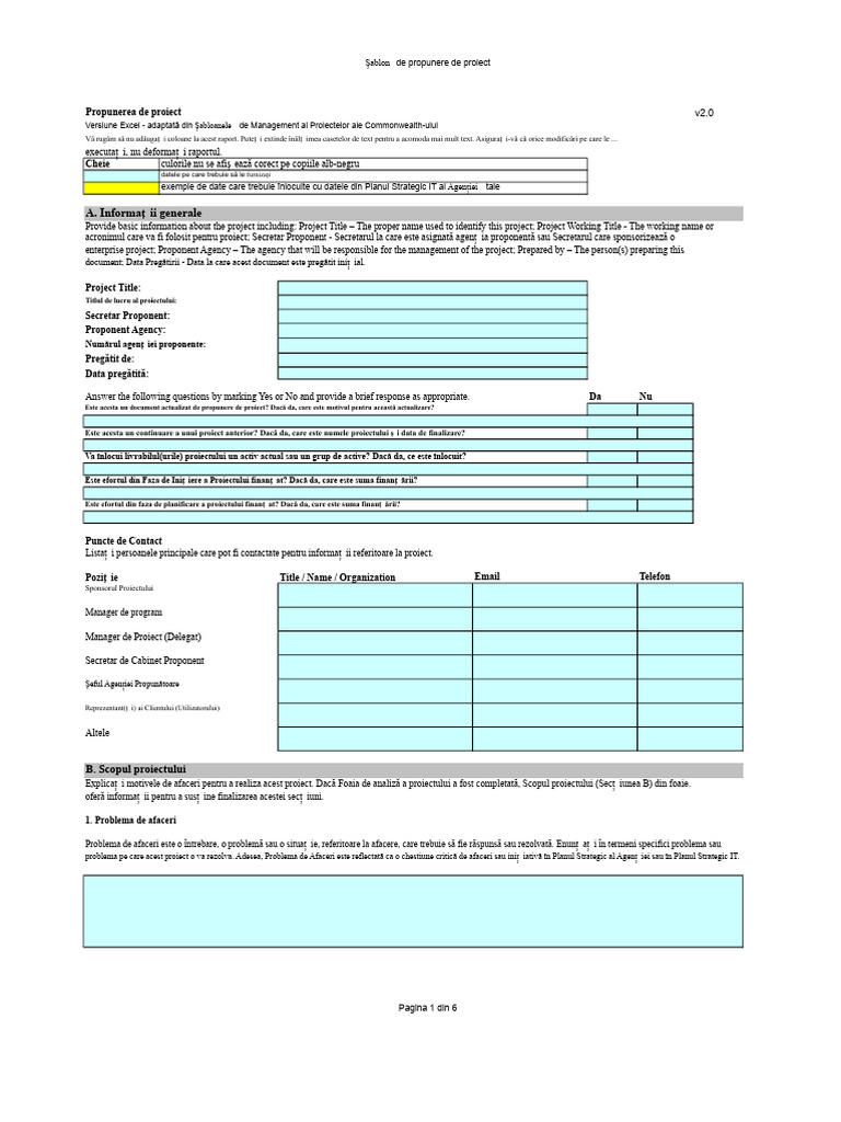 Șablon de Propunere de Proiect Excel v2.0 | PDF