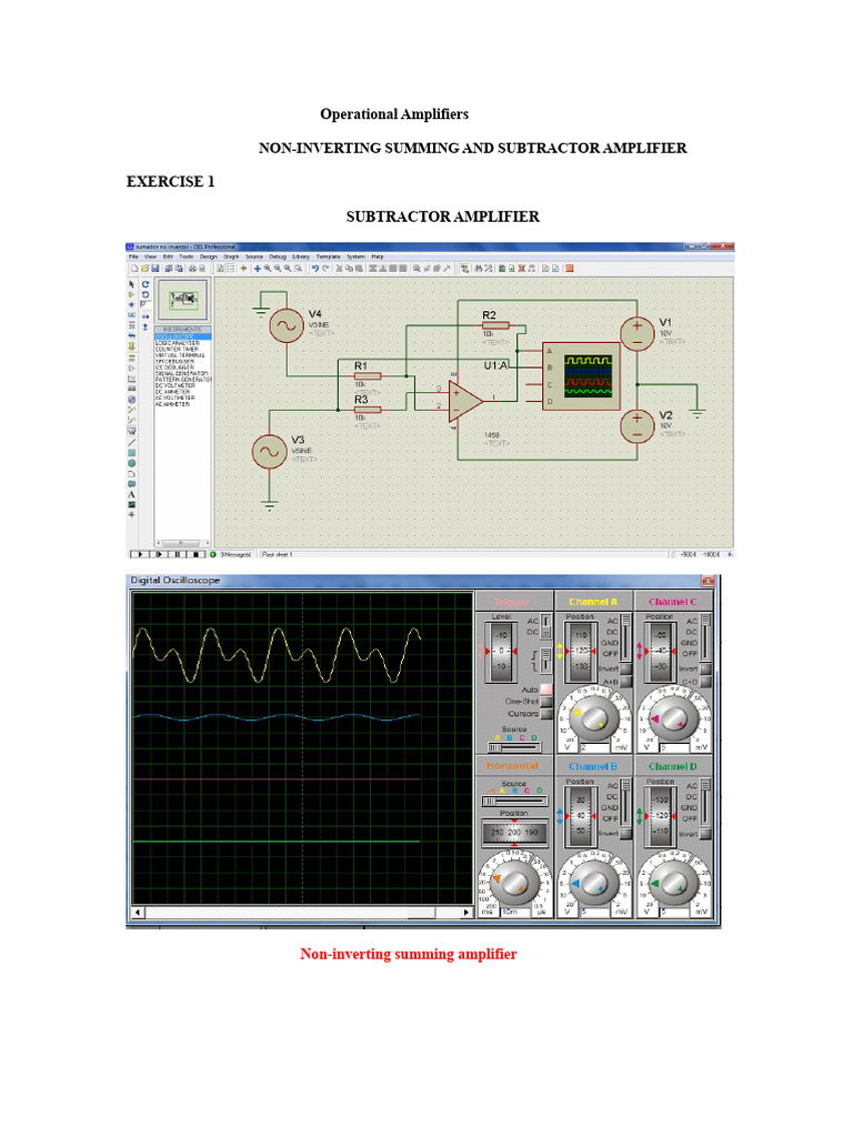 Non-Inverting Summing & Subtractor Amplifier | PDF