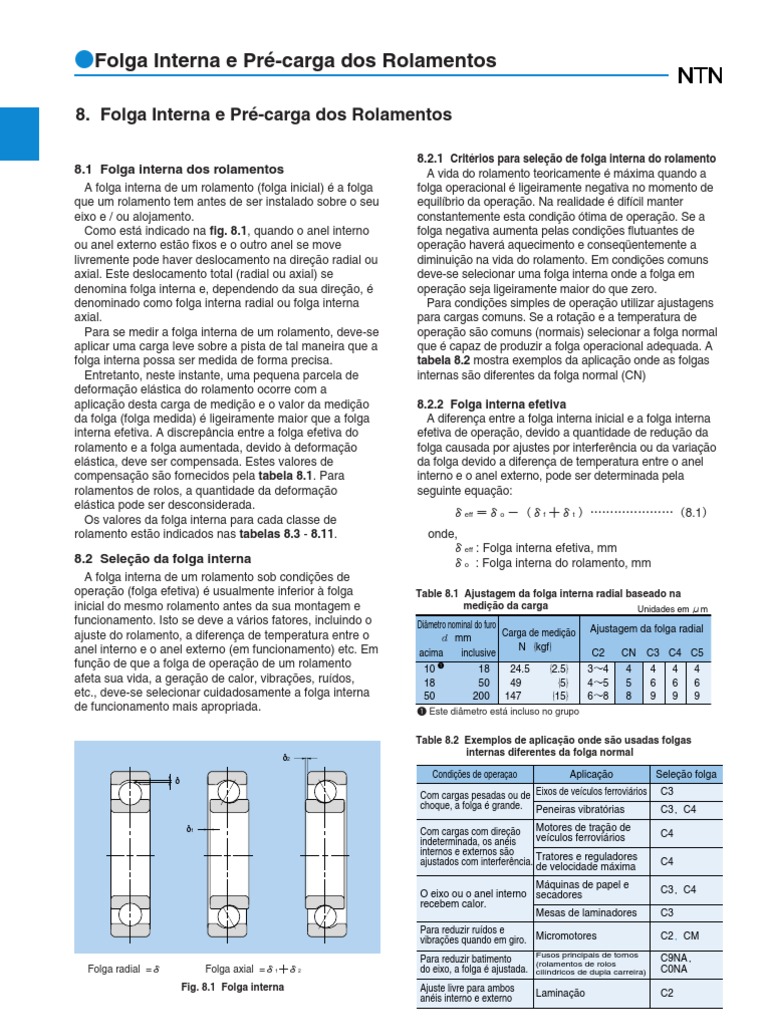 Folga Interna e Pré-Carga Dos Rolamentos | PDF | Calor | Temperatura