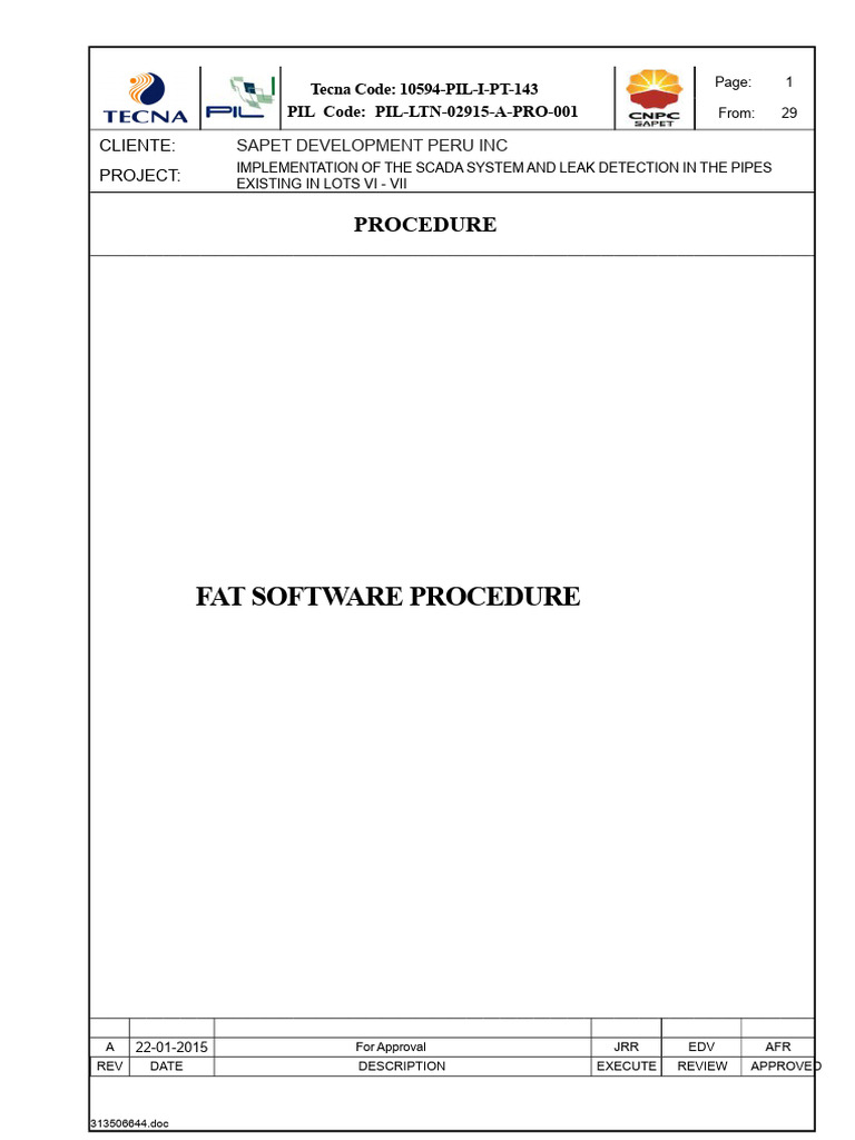 SCADA System FAT Procedure for SAPET | PDF | Scada | Programmable Logic ...