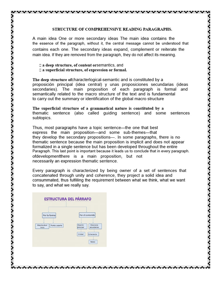 Structure of Comprehensive Reading Paragraphs | PDF | Semantics ...