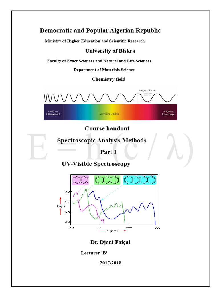 UV-Visible Spectroscopy Course | PDF | Electromagnetic Radiation ...