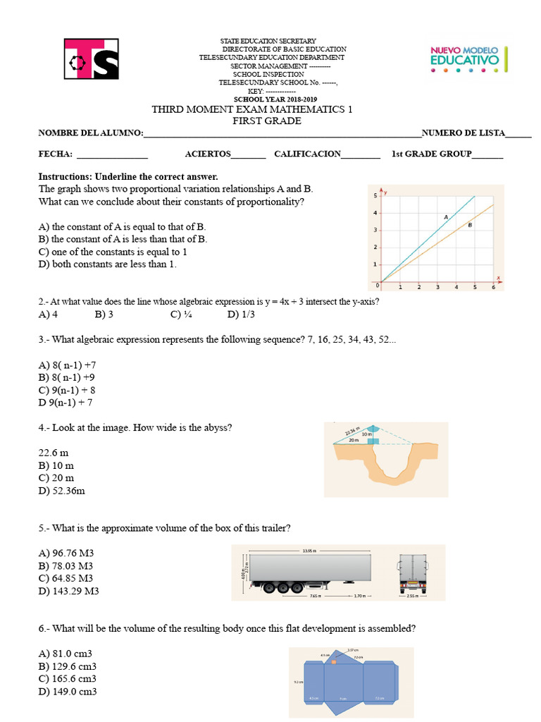 3rd Trimester Mathematics Exam | PDF | Mathematics