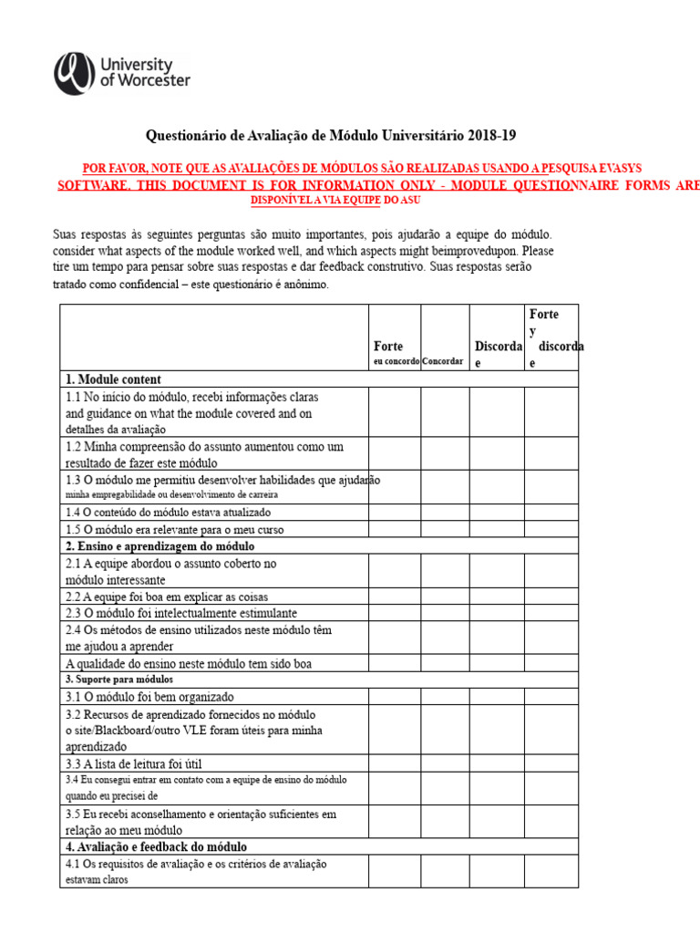Avaliação de Módulo Universitário 2018-19 | PDF | Método de ensino ...