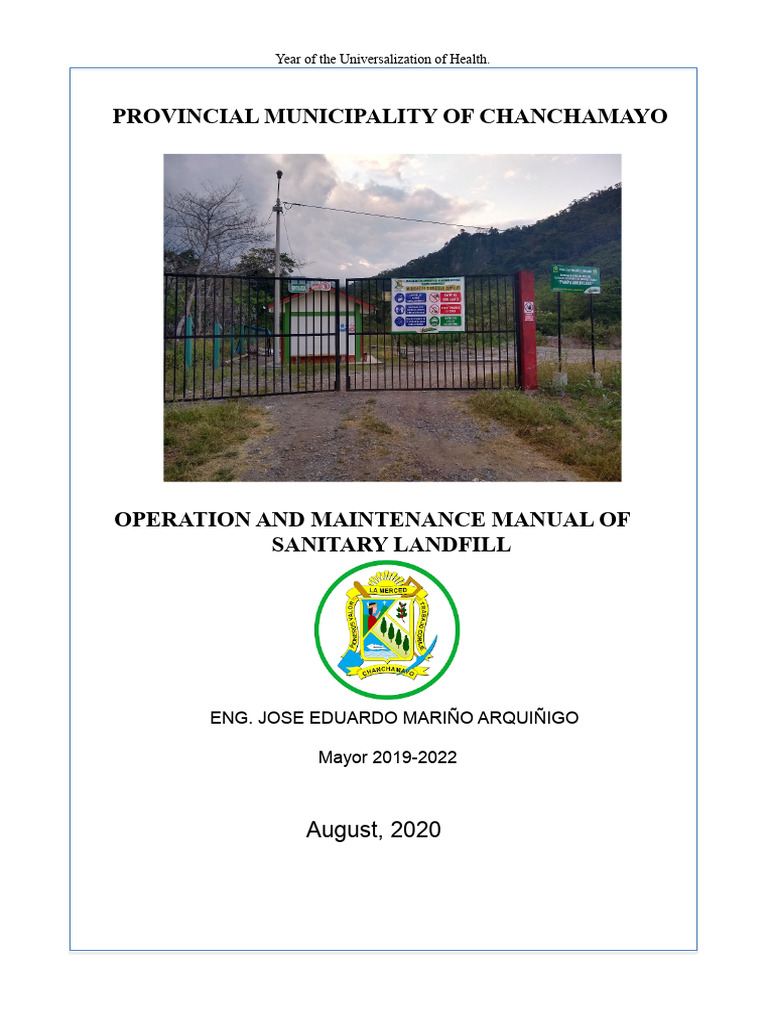 Chanchamayo Landfill Operation Manual | PDF | Landfill | Municipal ...