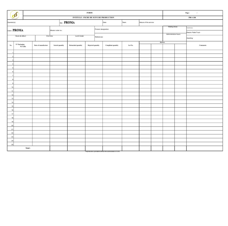 Production Tracking Sheet Template | PDF