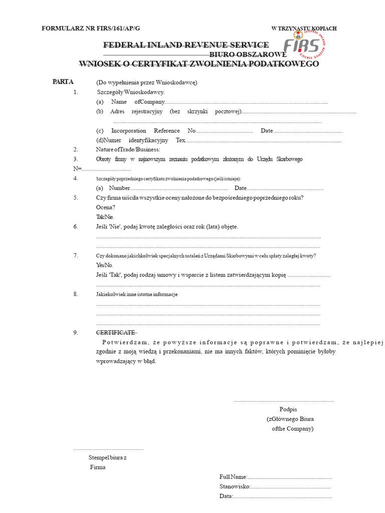 Firs Form 1 PDF | PDF