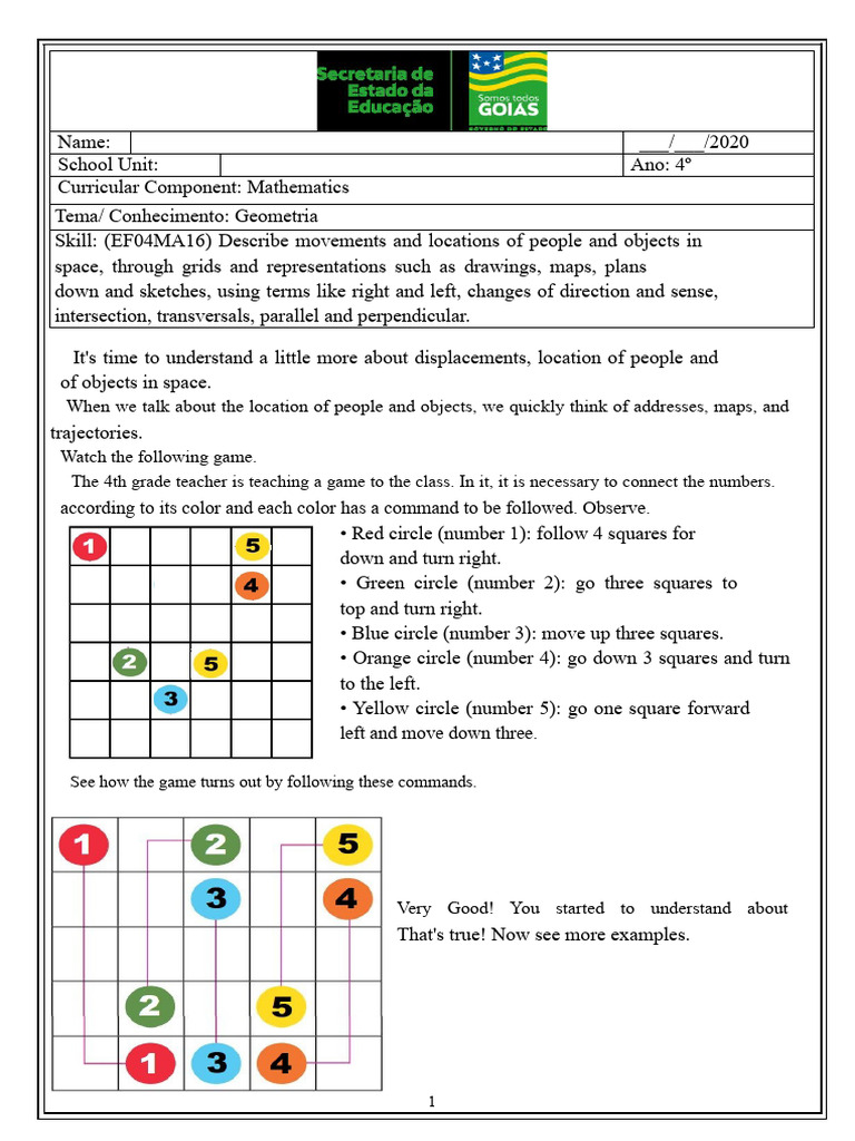 4th Grade Geometry: Movement & Location | PDF