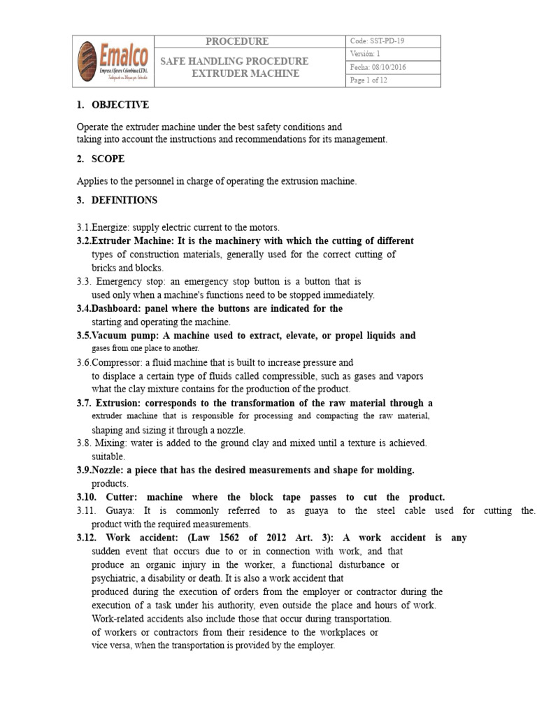 Safe Handling of Extruder Machine | PDF | Extrusion | Machines