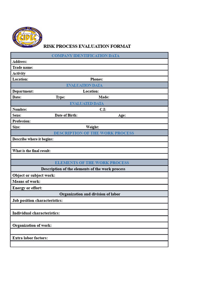 Format For Conducting Evaluation of Hazardous Processes | PDF