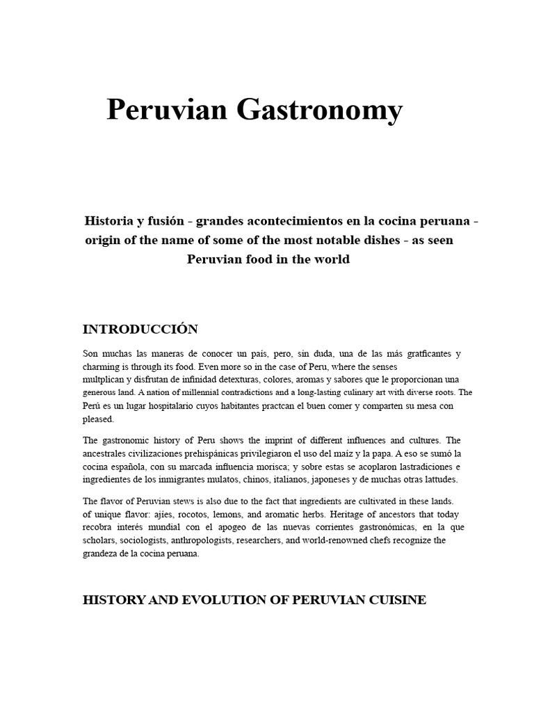 History and Fusion of Peruvian Cuisine | PDF | Peru | Foods