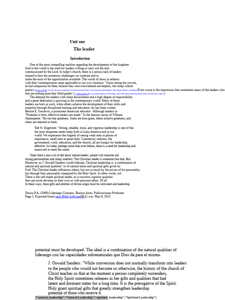 Christian Leadership Chapter 1 | PDF | Leadership | Paul The Apostle