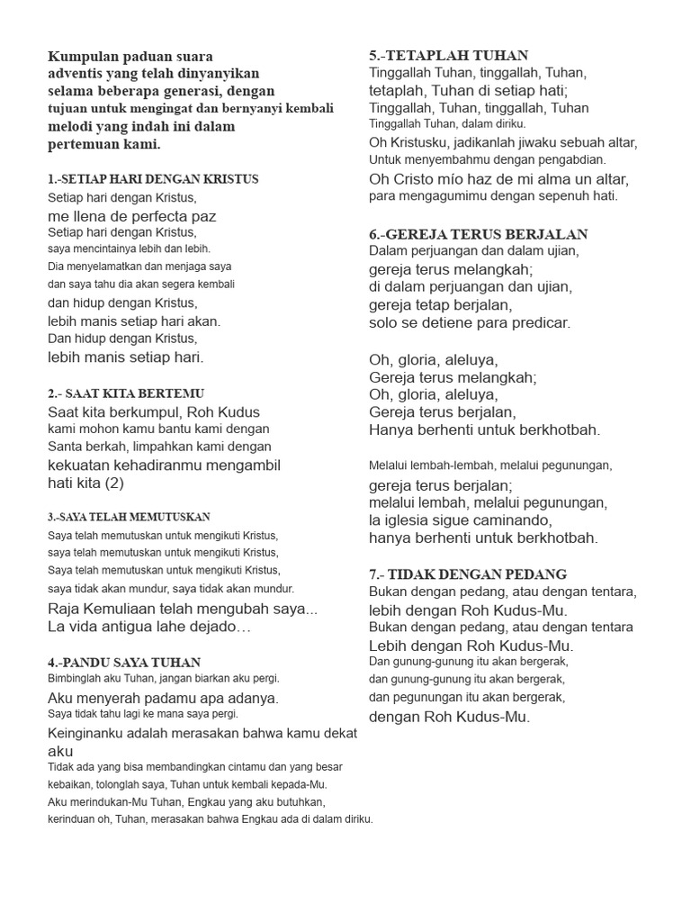 Kumpulan Lagu Paduan Suara Adventis | PDF