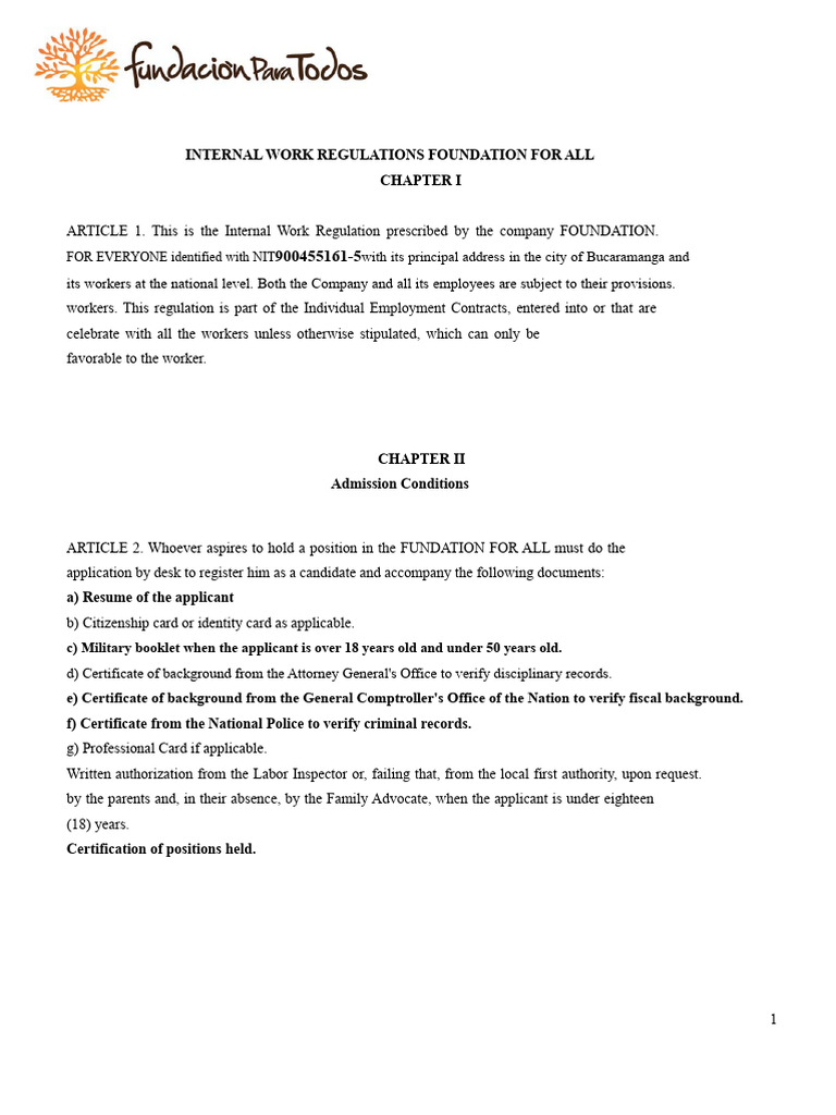 Internal Work Regulations Overview | PDF | Salary | Apprenticeship