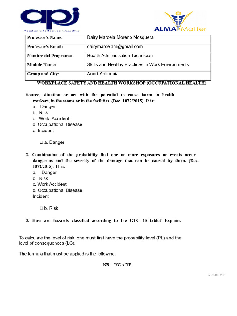 Second Workshop 2 | PDF | Occupational Safety And Health | Risk