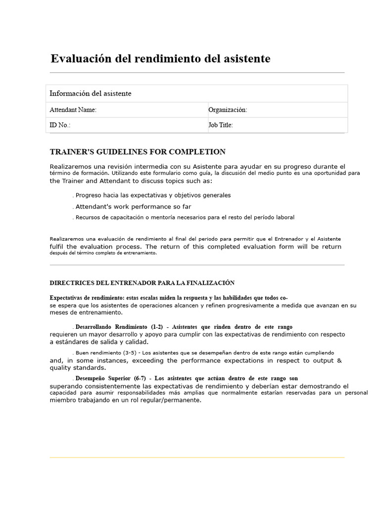Evaluación de Rendimiento del Asistente | PDF | Comportamiento ...