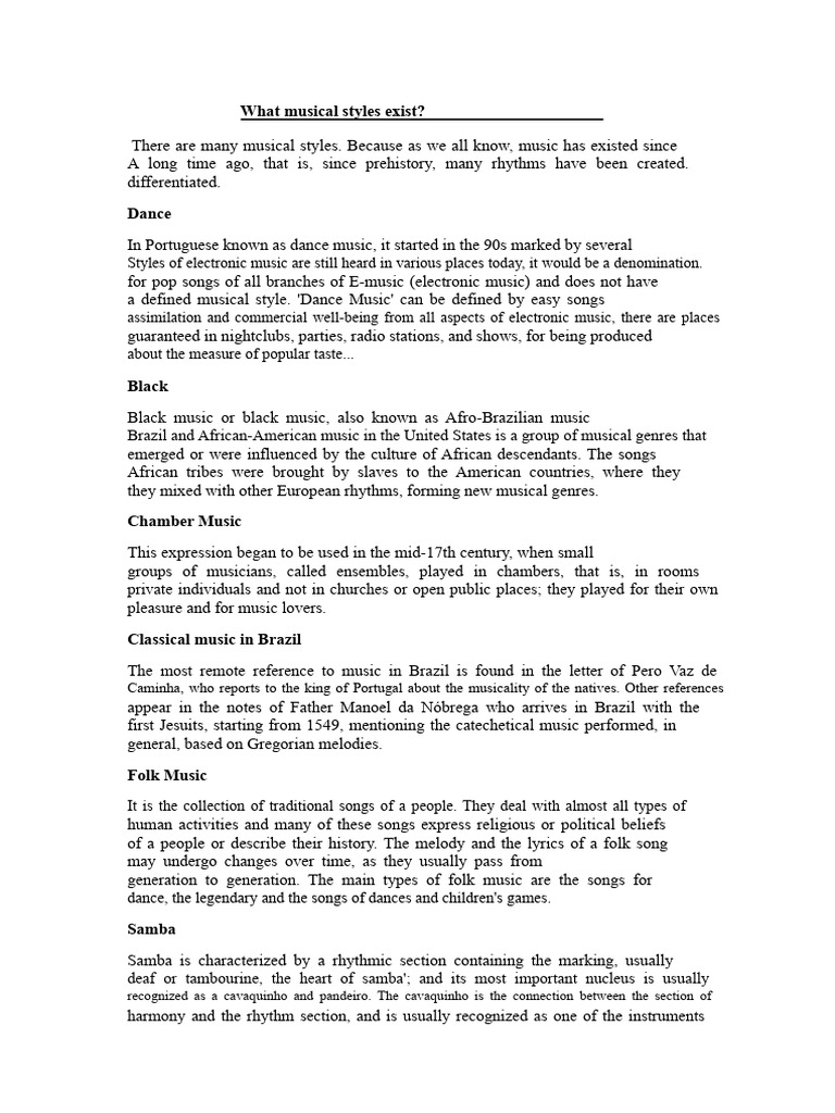 Musical Styles | PDF | Jazz | Blues
