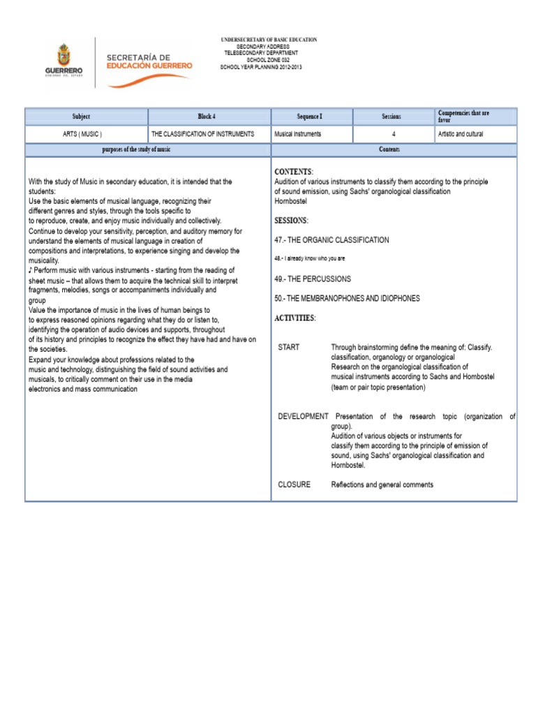 Music Instrument Classification Guide | PDF | Organology | Musical ...