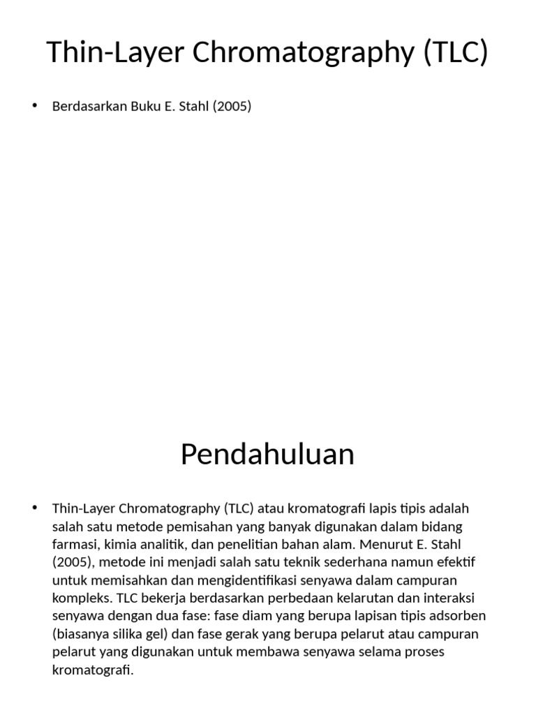 Thin Layer Chromatography TLC E Stahl | PDF