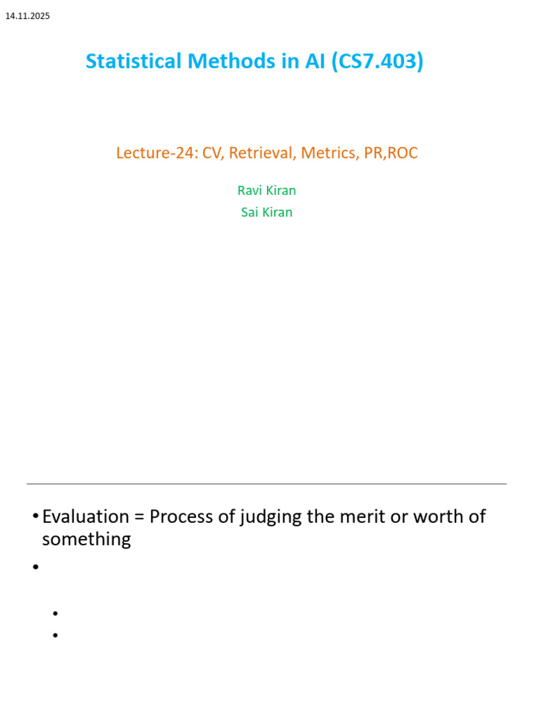 AI Model Evaluation Techniques | PDF | Cross Validation (Statistics ...