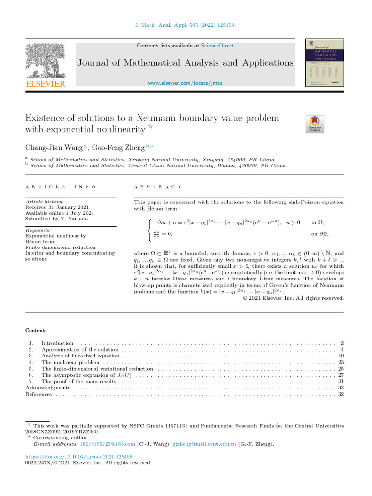 Existence of Solutions To A Neumann Boundary Value Problem | PDF ...