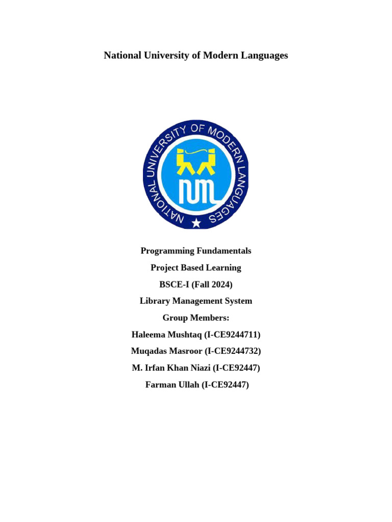 Library Management System Project in C++ | PDF | Libraries | Menu ...